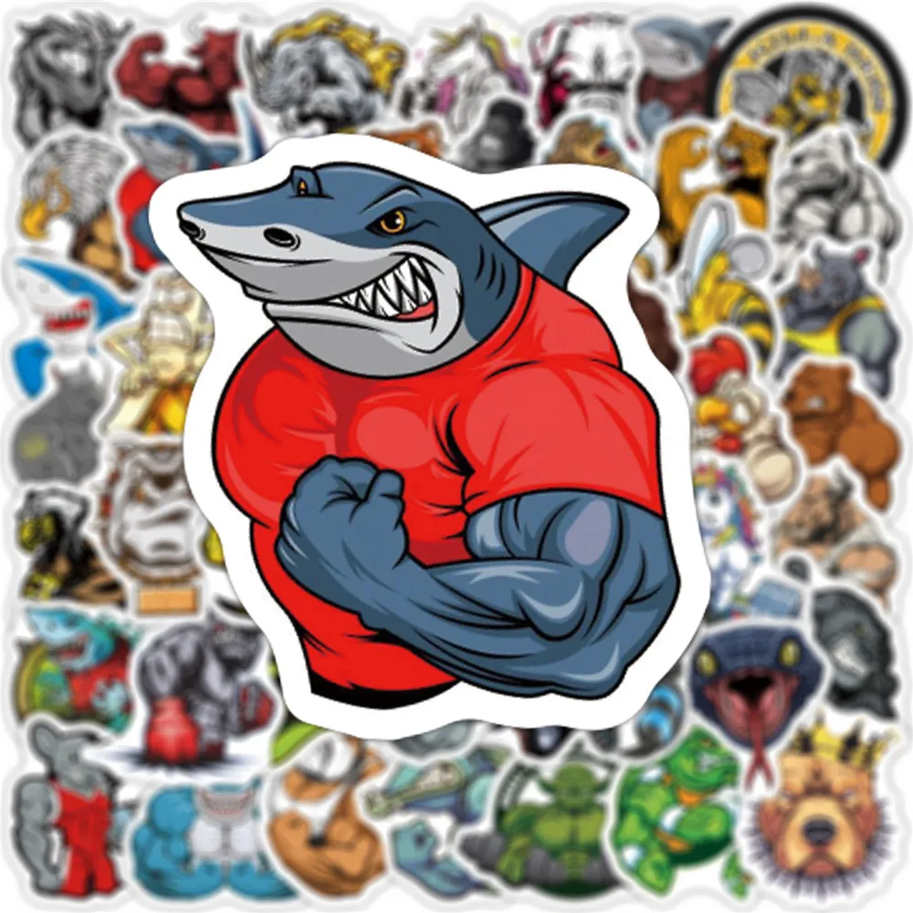 Muscle Animals Stickers 50pcs For Notebooks Stationery Scrapbook Supplies Ferocious Bodybuilding Vintage Stickers Aesthetic decorative stickers,stationery stickers,animal stickers