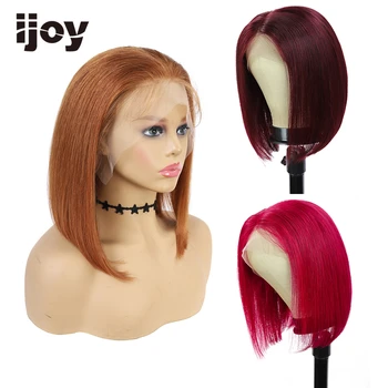 

4X13 Lace Front Human Hair Wigs Straight BOB Wig Colored Brown Caramel Brazilian Hair For Black Women Non-Remy Hair IJOY