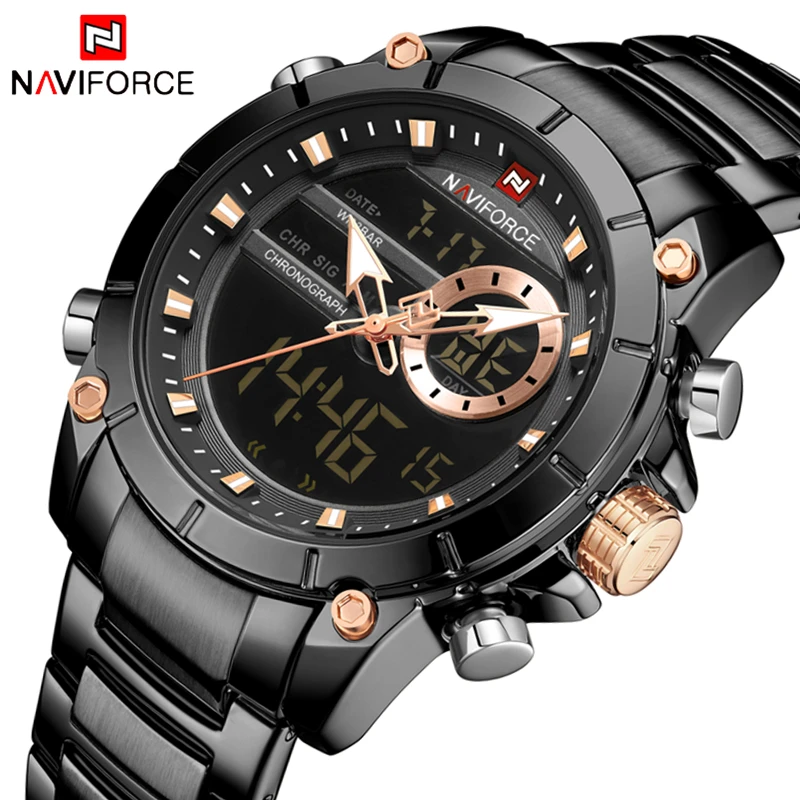 Часы наручные NAVIFORCE Мужские кварцевые брендовые Роскошные спортивные