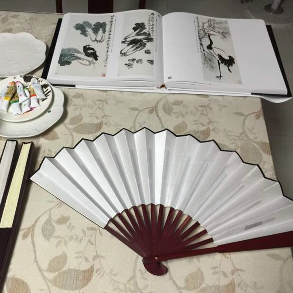 中国 木製 扇子 新品 未使用 10.6 インチ/13 インチシルク布ブランク中国扇子木製竹古代扇子