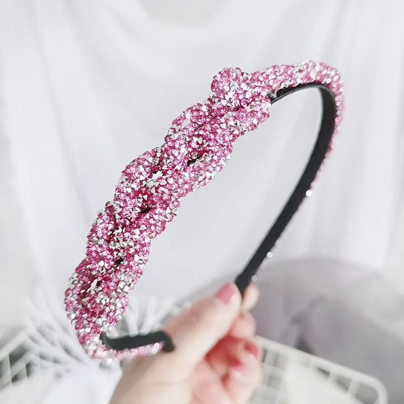 C341 pink Винтажные разноцветные стразы, украшение для волос для женщин, заколки для волос головная повязка для волос, полосы обруча для волос, аксессуары для волос для девочек - Цвет: C341 pink