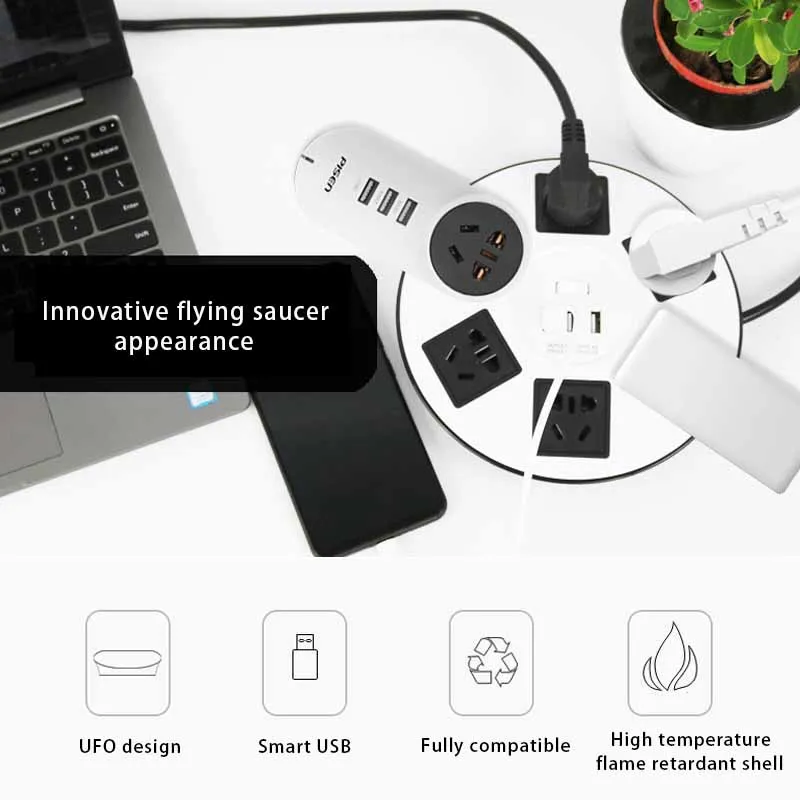 

2500W 10A Smart Power Socket Portable Strip Plug With 6 Jack & 3 USB Port Multifunctional Home Extension Patch Board US Plug