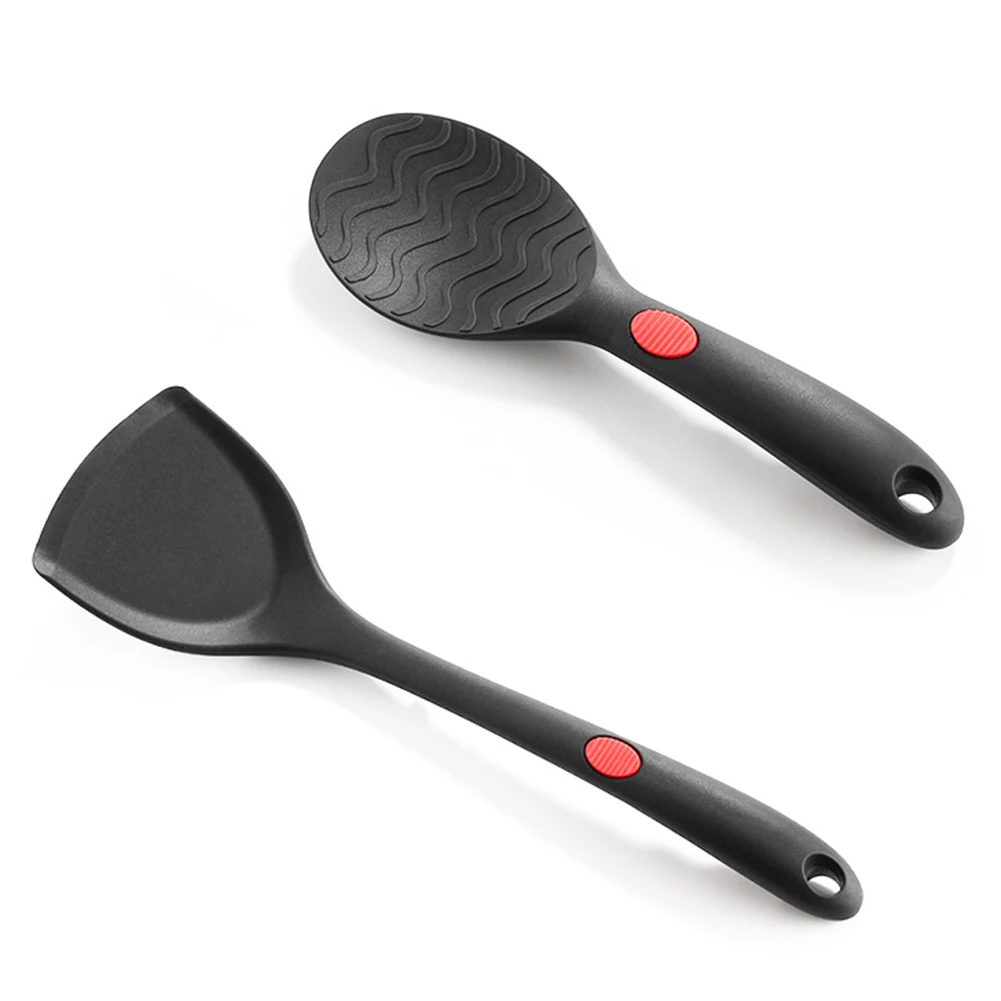 5Pcs Shovel Heat Resistant Practical Soft Silicone Household Non Stick Solid With Holes Kitchen Utensil Set Ergonomic Handle
