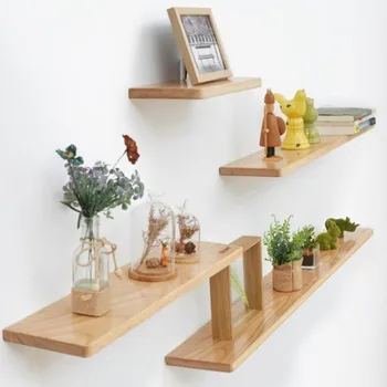 

All solid wood wall shelf Nordic white oak display stand modern minimalist display rack