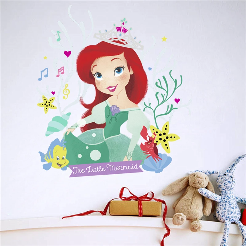 Rapunzel Snow White Cinderalle Belle Ariel Princess Wall Stickers For Kids Room Decoration Diy Cartoon Wall Art Decal Pvc Poster