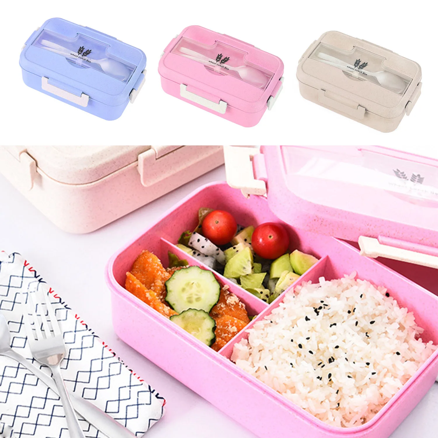 Behogar Портативный Ланч бокс с микроwavable Bento Box чехол контейнеры для еды из