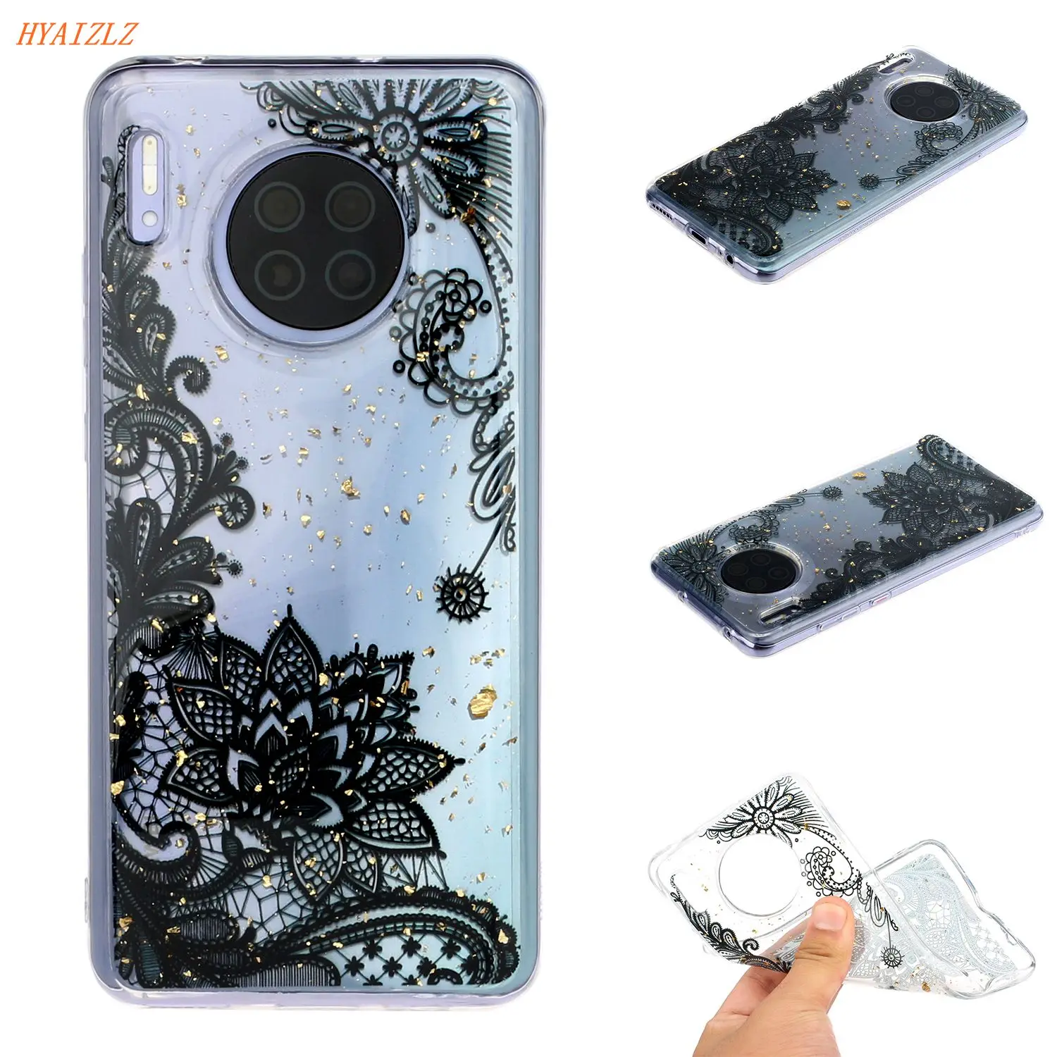 

P Smart Drop Glue Flowe Case for Huawei Mate 30 20 P30 Pro P20 Lite Nova 5i 4 Cute Back Cover Clear TPU Bumper Shell Girls Coque