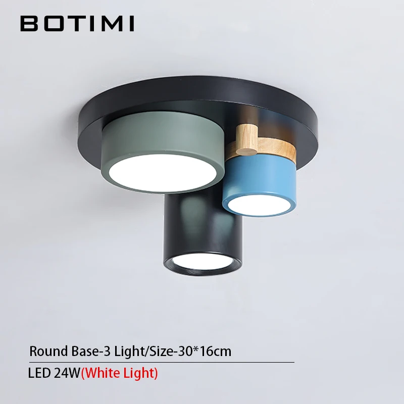 Round-3 Light BOTIMI Необычные цилиндрические потолочные светильники для гостиной, современные круглые потолочные светильники для спальни, Черное длинное комнатное освещение - Цвет корпуса: Round-3 Light