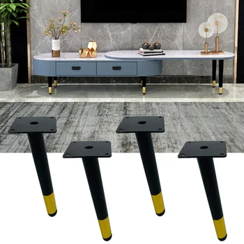 

4pcs Couch Anti Slip Sofa Table Furniture Leg Iron Hardware Office Oblique Tapered Support Foot Easy Install Increase Height