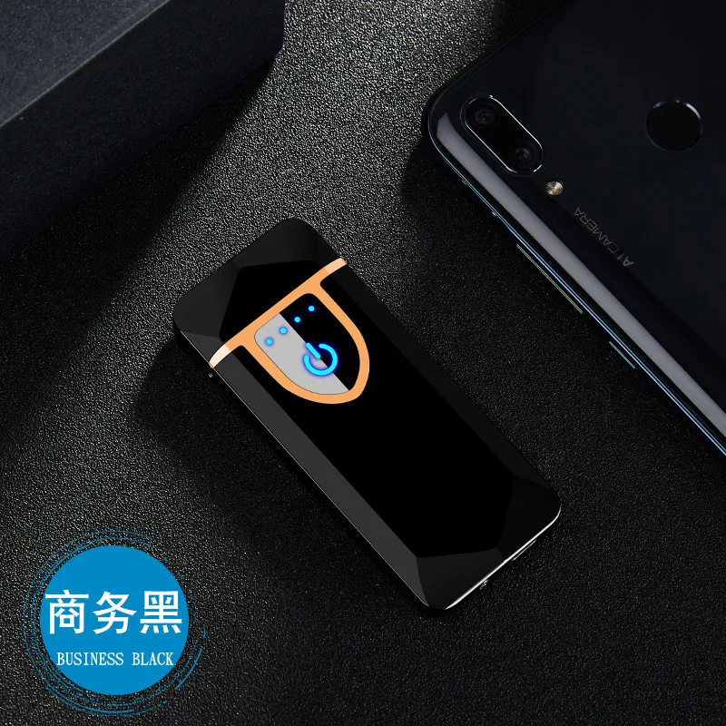 High Quality Metal USB Charging Ligther Dual Arc Plasma Lighters Thin Electric Rechargeable Cigarette Lighter Windproof Men Gift - Цвет: Dark