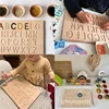 Montessori Language Toy Wooden English Alphabet And 0-9 Numbers Geometric Cognitive Writing Board Children Early Educational Toy 6