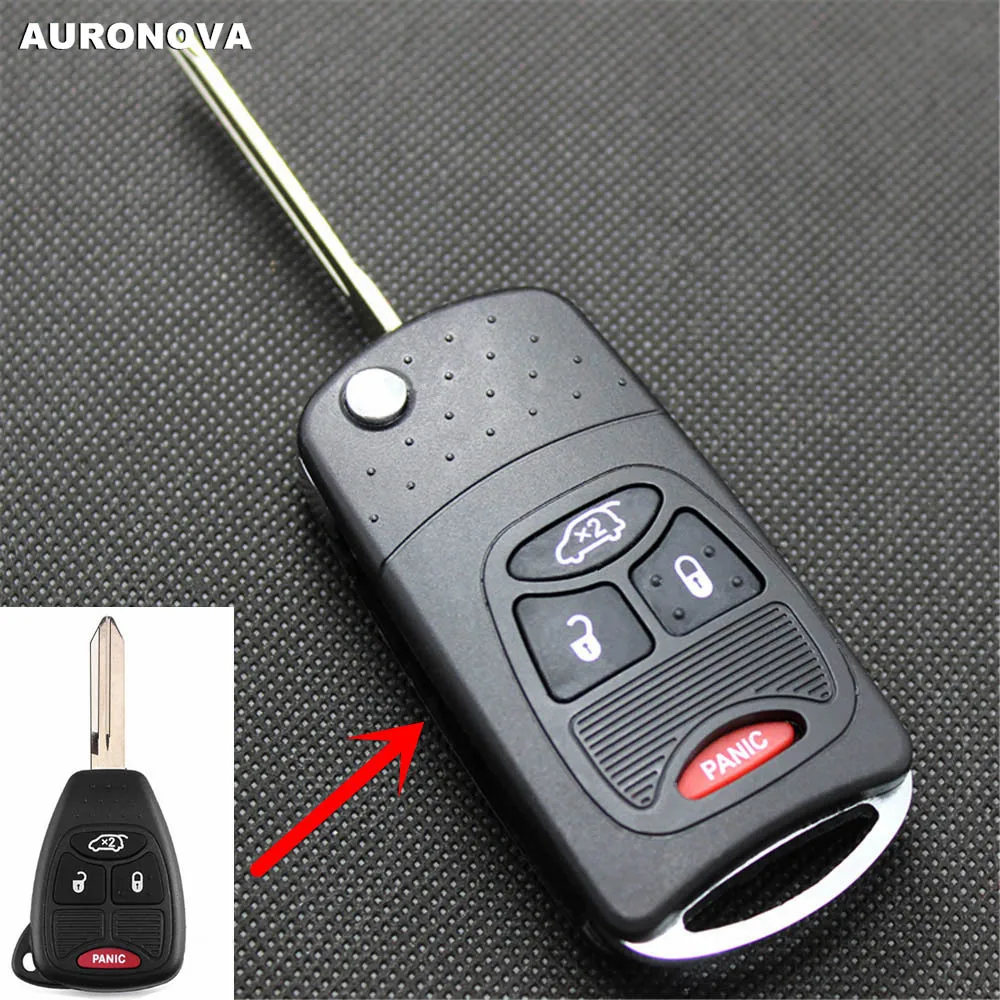 Auronnova обновленный Складной Корпус ключа для Chrysler 200 300c PT Cruiser Dodge Avenger Jeep Liberty 3+ 1 Кнопка чехол для дистанционного ключа от машины