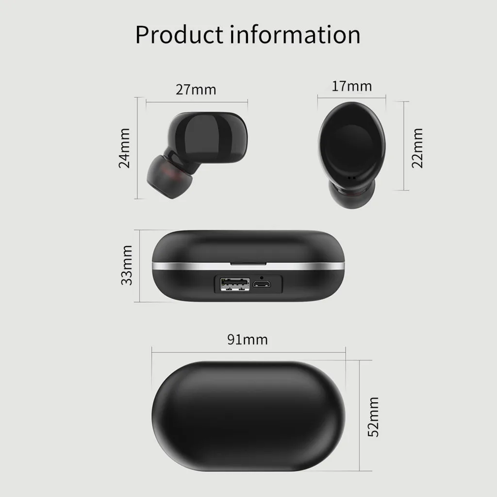 H25 BT5.0 Bluetooth Earphones Mini Wireless Earbuds Sport Handsfree Earphone Cordless Headset with Mic Charging Box