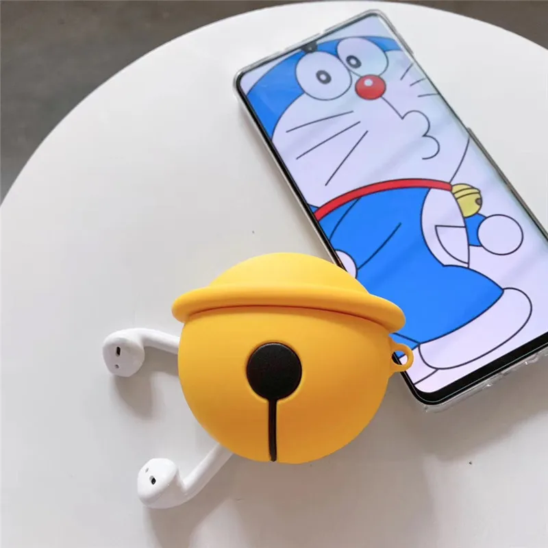 Doraemon Bell 3D Милые Мультяшные наушники Чехлы для беспроводной Bluetooth наушники 1 2 силиконовый защитный рукав чехол Подарок