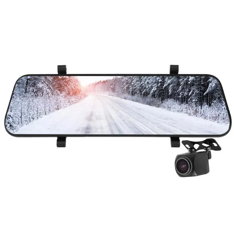 V96A Full HD 1080P Автомобильный видеорегистратор Камера полноэкранный экран заднего обзора циклическое воспроизведение видео трек зеркало заднего вида двойной объектив приборная камера