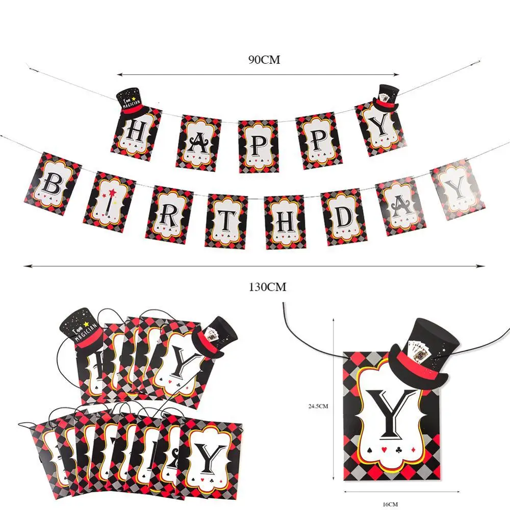 Casino Magician Themed Party Poker Logo Photo Props Birthday Magic Show Las Vegas Party Decorations Balloons Banner