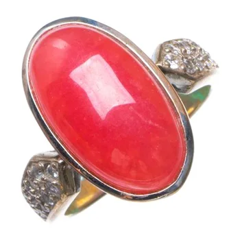 

Natural Rhodochrosite And Zircon Opening Handmade 925 Sterling Silver Ring 8.5 D1377
