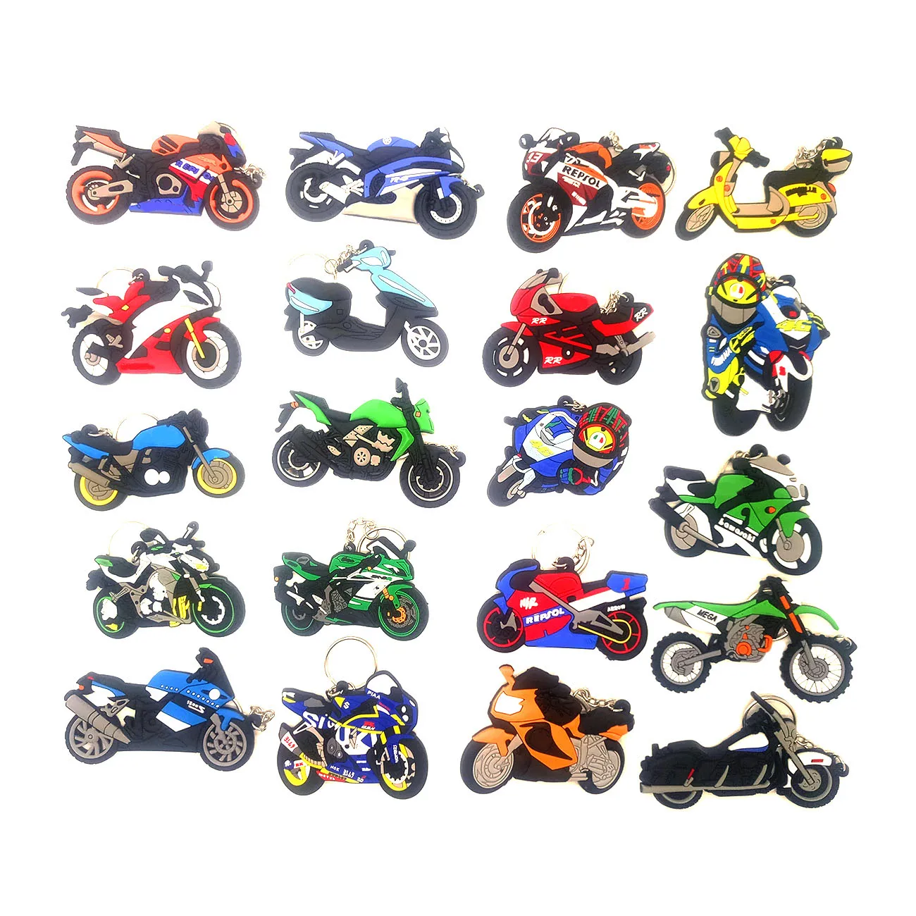 

3D Rubber Motorcycle Model Keychain Keyring Key Chain Key Ring Soft For Honda Suzuk Kawasaki Yamaha Ducati KTM