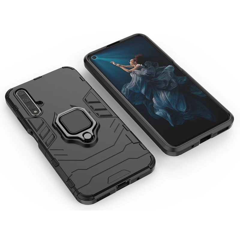 50 шт. матовый панцири противоударный ПК+ ТПУ чехол для huawei Honor 20 10 Pro Lite 9X8X8 S Note V20 20i 10i Play с держателем кольцо Крышка