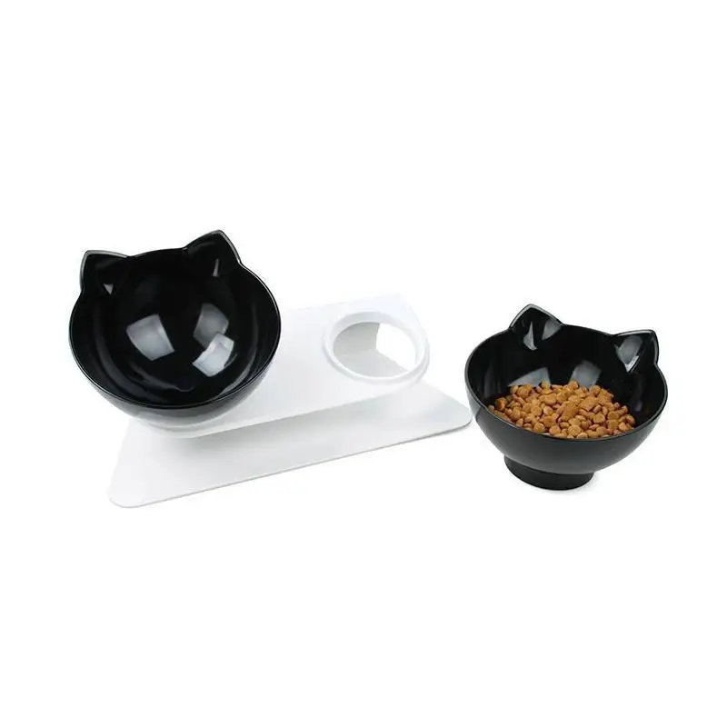 Прозрачная миска для кошек с откидной подставкой наклонная угловая противоскользящая кормушка для домашних животных для кошек щенков двойные миски подставка для домашних животных миски для воды
