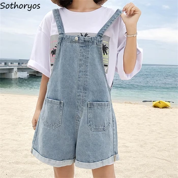 

Rompers Women Uzzang Kawaii All-match Summer Trendy Korean Style Loose Students Leisure Simple High Quality Soft Womens Trousers