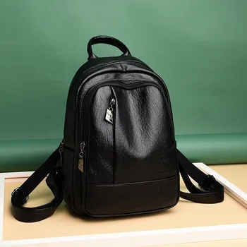 

Black Women Backpacks Designer High Quality Soft Leather Fashion Back Bag Brand Female Travel Bags Mochilas Mujer 2019 Backbags