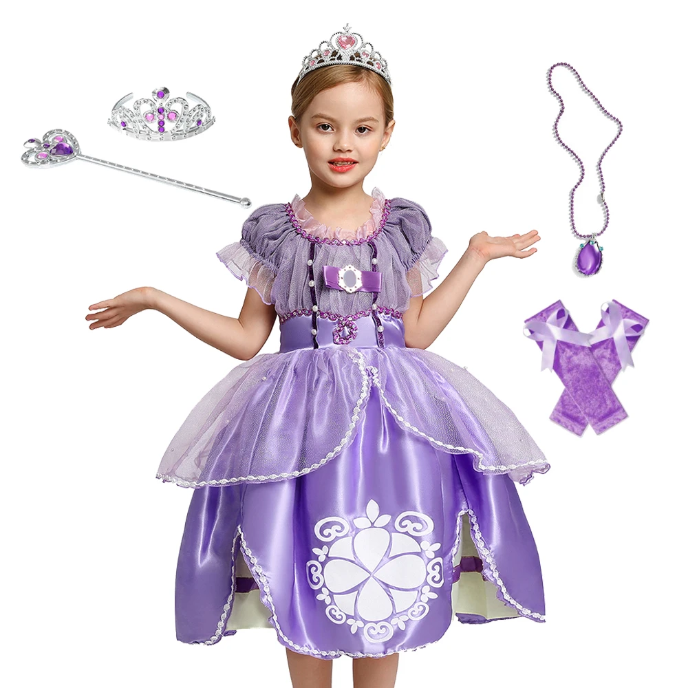 Princess Sofia Dress for Girl Princess Costume Cartoon Lace Tutu Dress  Child Birthday Sophia Fancy Costumes 3 10 Yrs|Dresses| - AliExpress