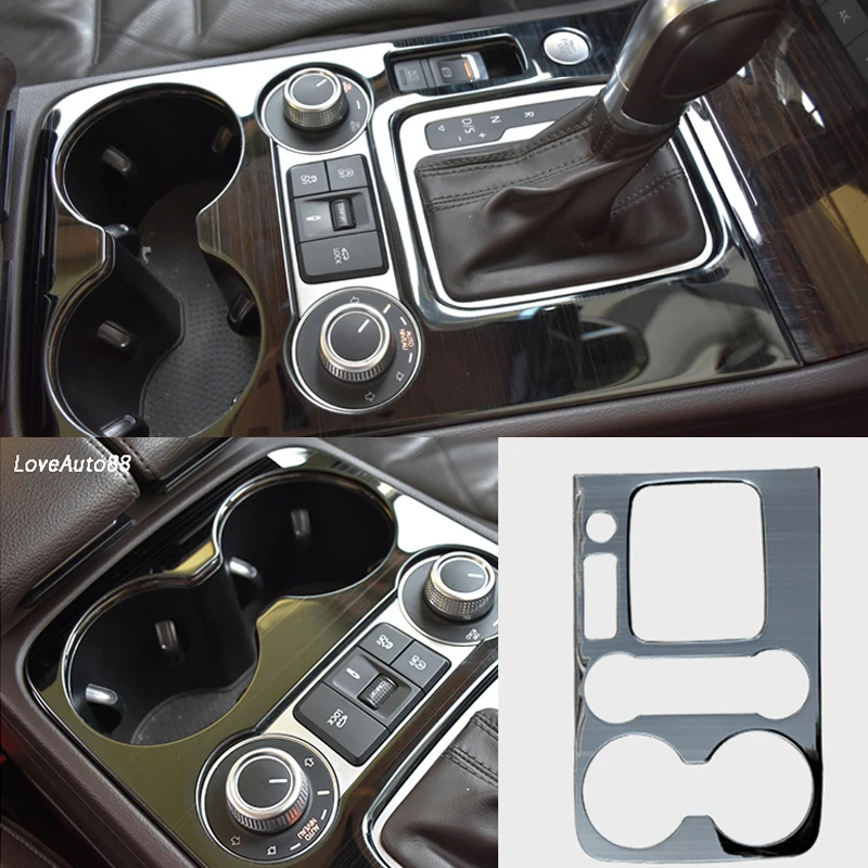Автомобиль ABS хром полная рамка держателя стакана воды Шестерня панель ручного тормоза Накладка аксессуары для Volkswagen VW Touareg 2011