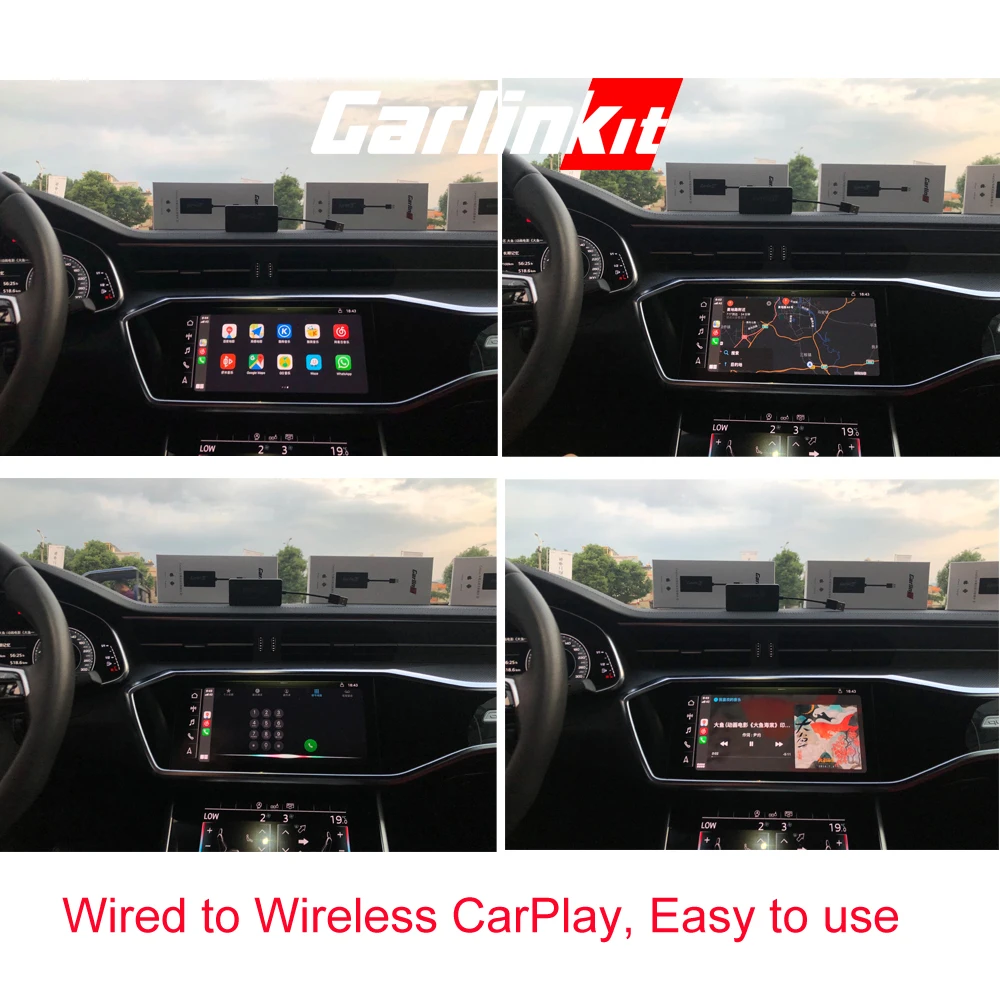 Адаптер Carlinkit для проводного и беспроводного активатора Audi A3 A4 A5 A6 A7 Q7 Q2 R8 Q5 MMI 2017