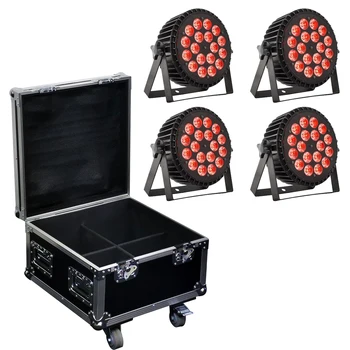 

4 Pieces /18x12w RGBW 4in1 Led Par Light + Flight Case Led Flat Par Dj Dyeing Lights Aluminum Par