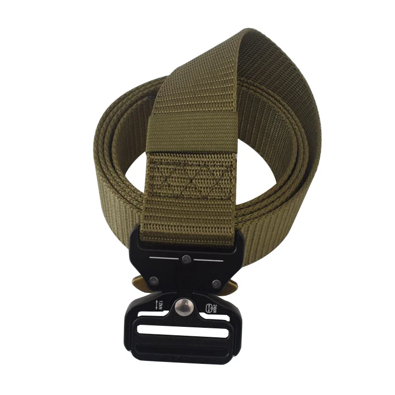 Военный Тактический нейлоновый ремень с металлической пряжкой, регулируемый армейский открытый быстросъемный ремень для охоты, тренировочный нейлоновый ремень шириной 3,8 см - Цвет: Армейский зеленый