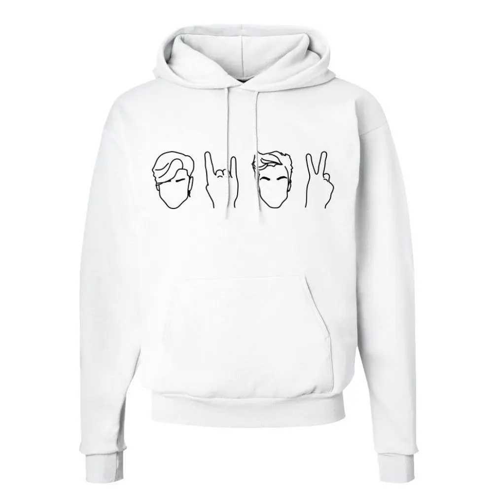 Новинка; Sudaderas para hombre Dolan Twins; стильные толстовки с капюшоном и принтом; белая или черная толстовка с капюшоном; мужские повседневные хлопковые флисовые толстовки - Цвет: Белый