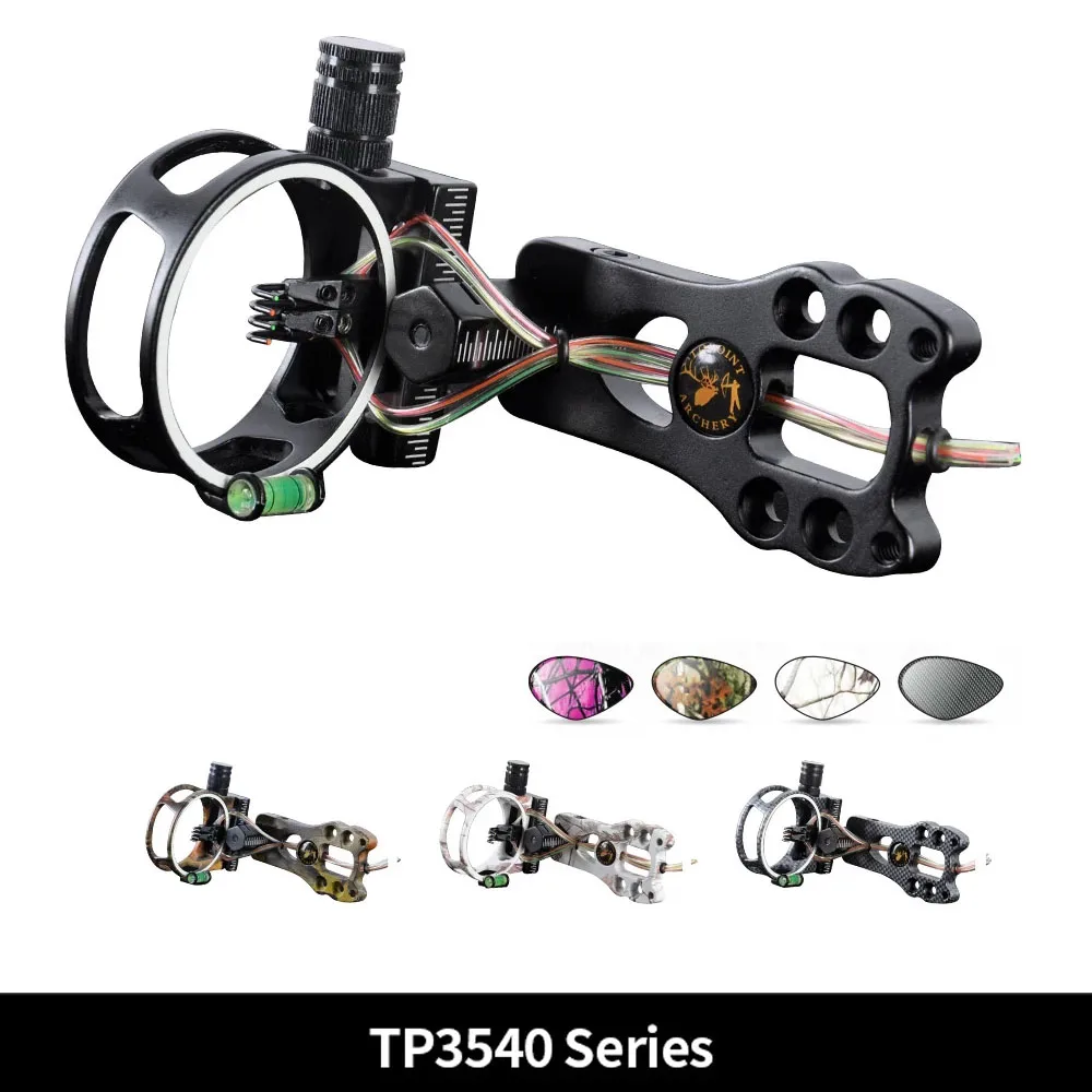 

Topoint TP3540 4 Pin Compound Bow Sight with LED Sight Light 0.019" Fiber Brass Pin CNC Machined for Archery Hunting Shooting