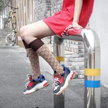 10 пар, японские сетчатые красные зимние женские носки до середины икры, женские носки с буквенным принтом в духе колледжа