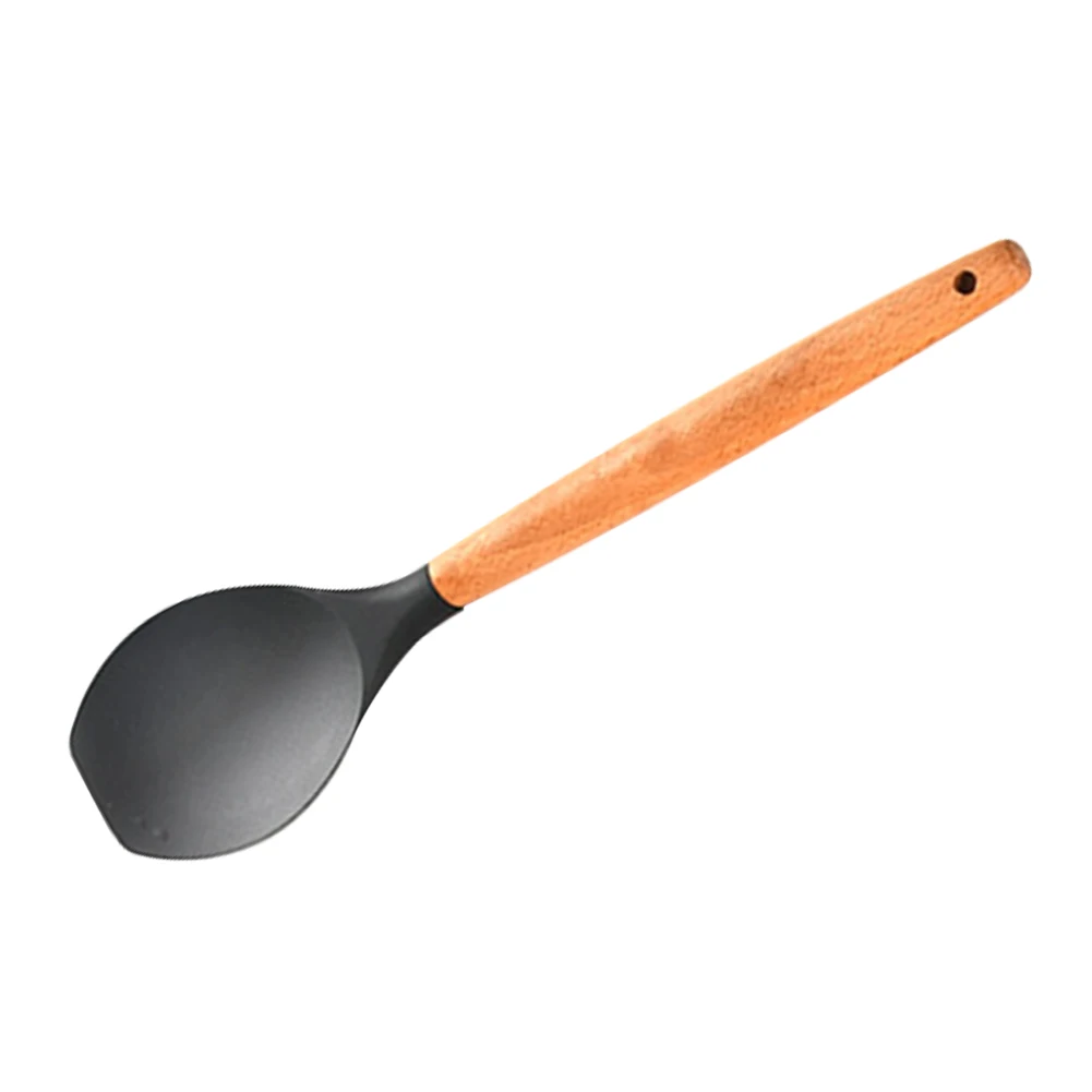 Salad Spoon Шпатель ложка Аксессуары Инструмент дуршлаг практичный с отверстиями кухонная лопатка посуда гаджеты деревянная ручка антипригарная - Цвет: Salad Spoon