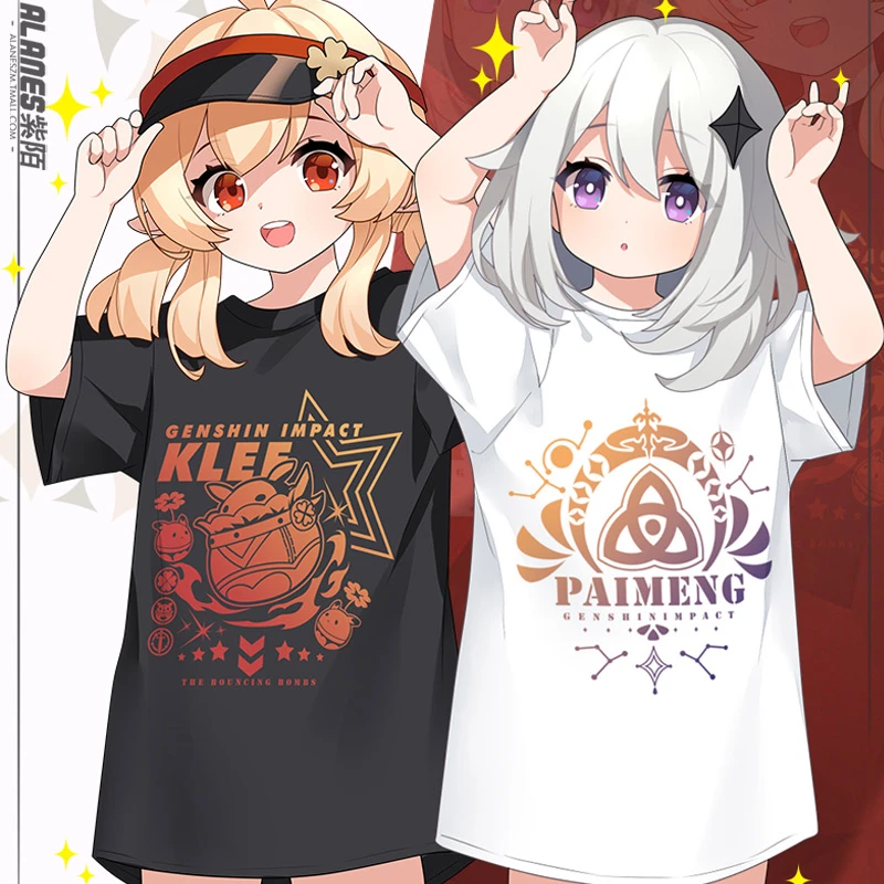アニメゲーム源氏インパクトコスプレtシャツ 半袖ラウンドネックアニメtシャツ コットン素材 アニメ コスチューム Aliexpress