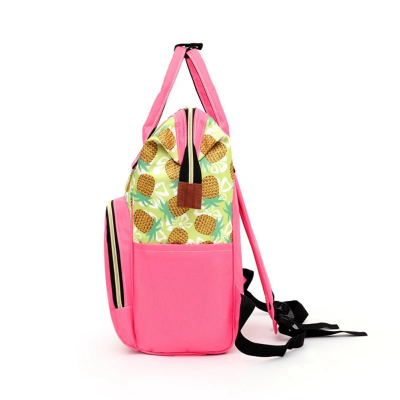 Fashion Cartoon Travel Pineapple Print Mummy Bag Large Capacity Waterproof Backpack Multi-function Backpack #m