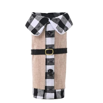 

2Pcs Christmas Lapel Wine Bottle Cover for Christmas Decoration Restaurant Hotel Home Decoration Black and White
