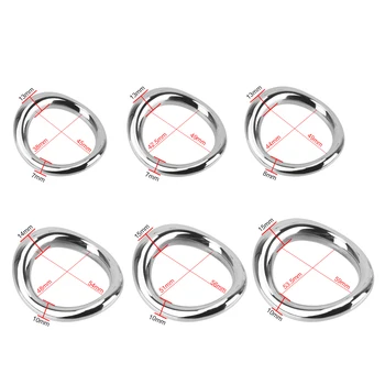 Metal Cock Ring Scrotum Ball Stretcher Penis Bondage Chastity Lock Delay Ejaculation Stainless Steel Sex Toys for Men Adult Game 3