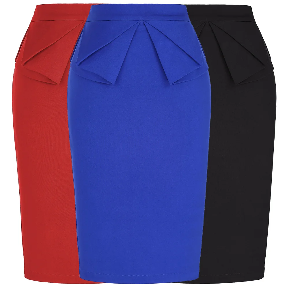 Formal Office Business Women Skirt Elastic Plain Formal Office High waist Business Casual Skirt High Waist Pencil Cut