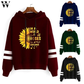 

Womail Women Sweatshirts Autumn Sun Flower Print Fashion Hoodie Long Sleeve hip hop Sweatshirts sport Korean Casual Pullover 85