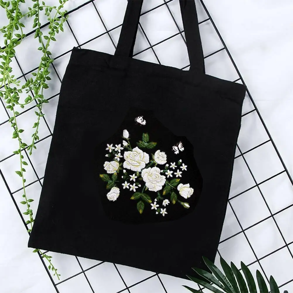 DIY Embroidery Purse Bag Kit - Black Flowers – Craft Outlet Australia