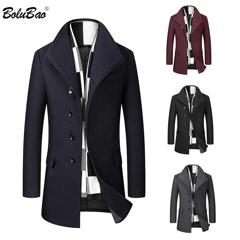 BOLUBAO Wool Blend Coats Men Winter New Men's Solid Casual Wild Wool Overcoat Quality Brand Business Luxurious Wool Coat Male BOLUBAO Wool Blend Coats Men Winter New Men's Solid Casual Wild Wool Overcoat Quality Brand Business Luxurious Wool Coat Male