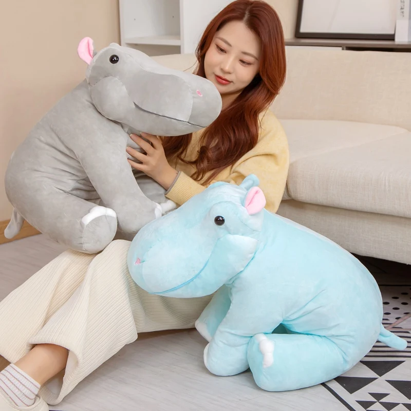 Lifelike Standing Hippos Stuffed Animal Toys Soft Real Life