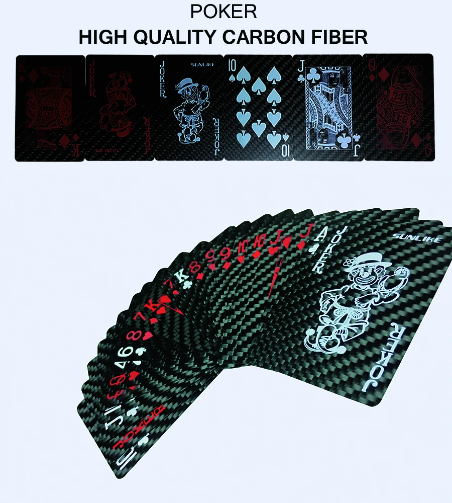 Игральные карты из углеродного волокна толщиной 0,2 мм, водонепроницаемые противопожарные игральные карты из углеродного волокна, Классическая коллекция, Черный покер