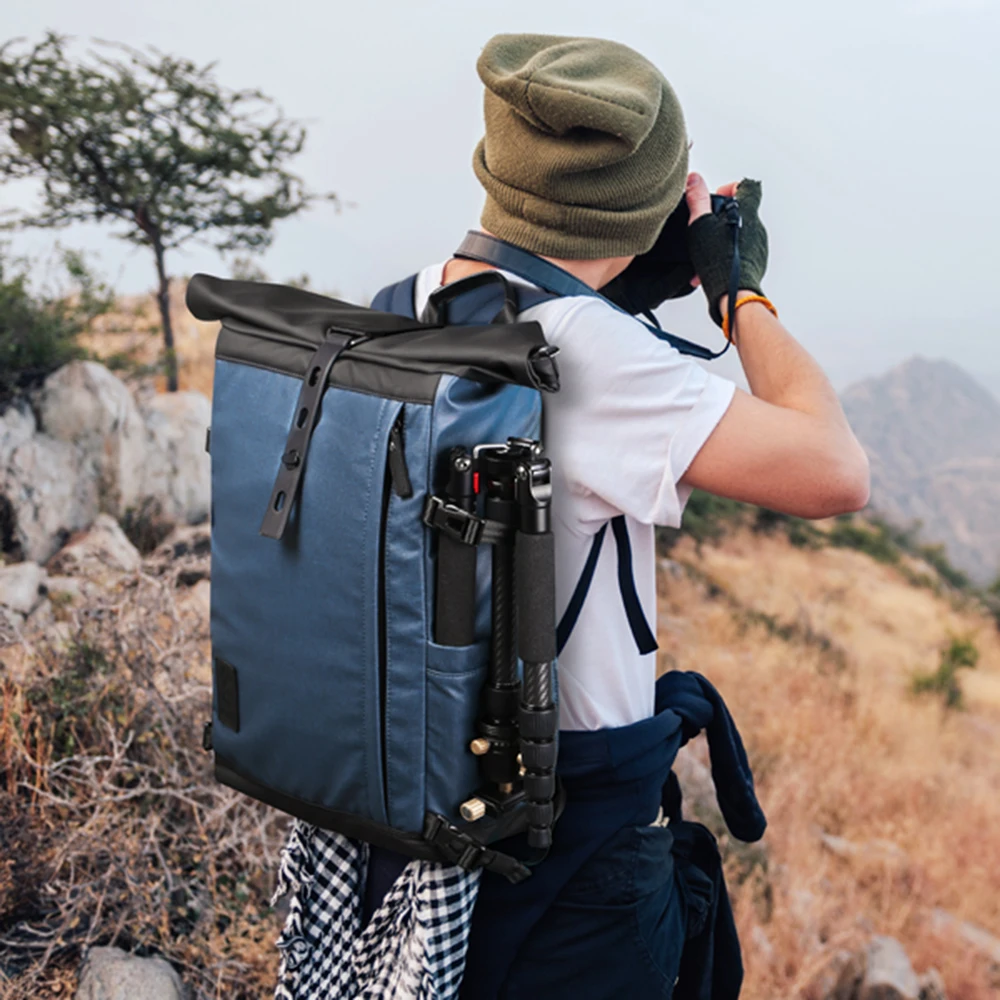 K&F Concept 17.7 inch Camera Backpack Waterproof Photography Bag for DSLR Camera Lens Laptop bag with Rain Cover tripod hold