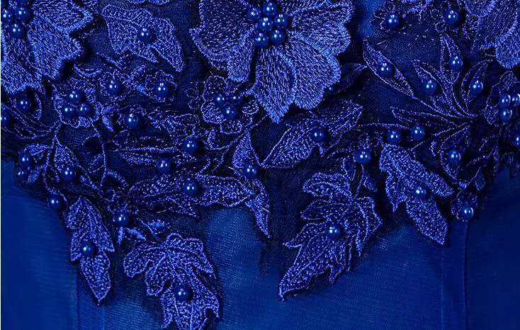 Новые роскошные кружевные вечерние платья с открытыми плечами 15 Anos винтажные Бальные платья синего цвета Бальные платья длиной до пола - Цвет: Синий