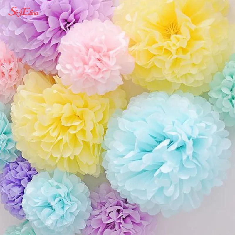 15pcs 25cm(10inch) Tissue Paper Pom Poms Wedding Party Decoration Paper  Flower Ball - AliExpress