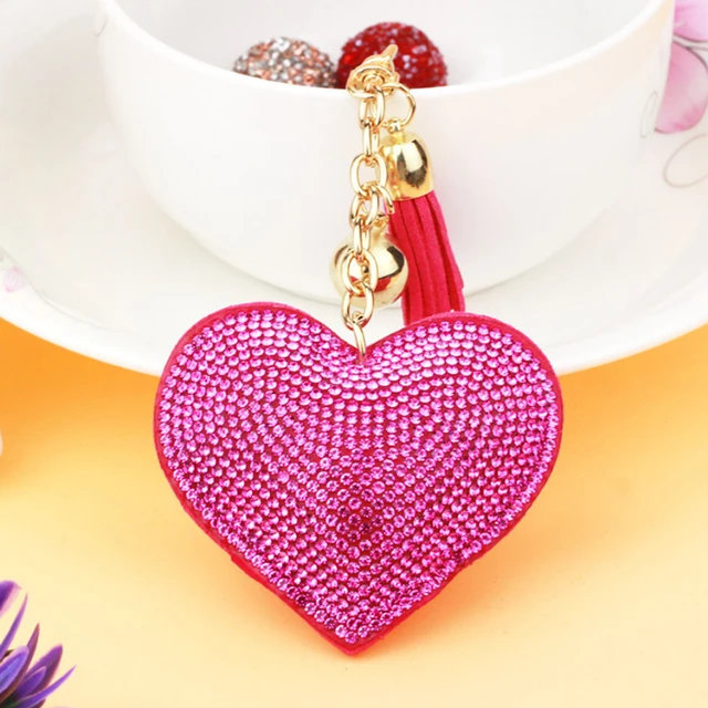 LLavero de corazón de amor para mujer, llaveros de aleación de diamantes de  imitación multicolor, colgante de bolso, llaveros creativos de lujo, regalo  - AliExpress