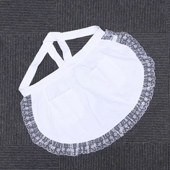 

Cotton Waist Apron Lace Short Apron with Pockets for Maid Waitress Servant (White)